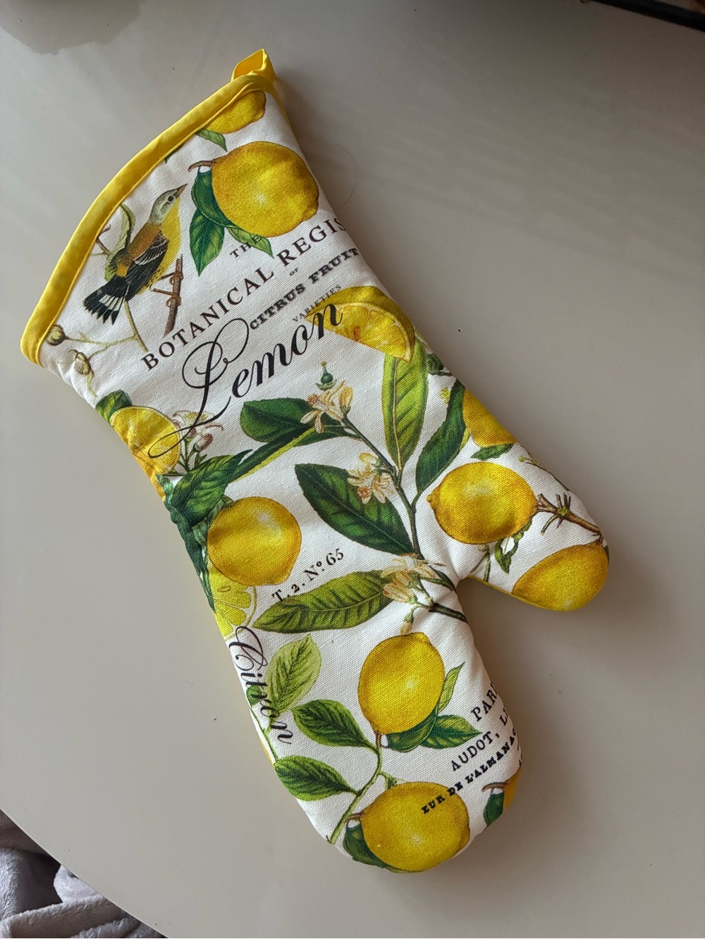 NWOT 🍋 Botanical Lemon Print Oven Mitt - Yellow